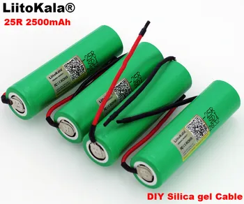 

LiitoKala For Samsung New 18650 2500mAh Rechargeable battery 3.6V INR18650-25R 20A discharge + DIY Silica gel Cable