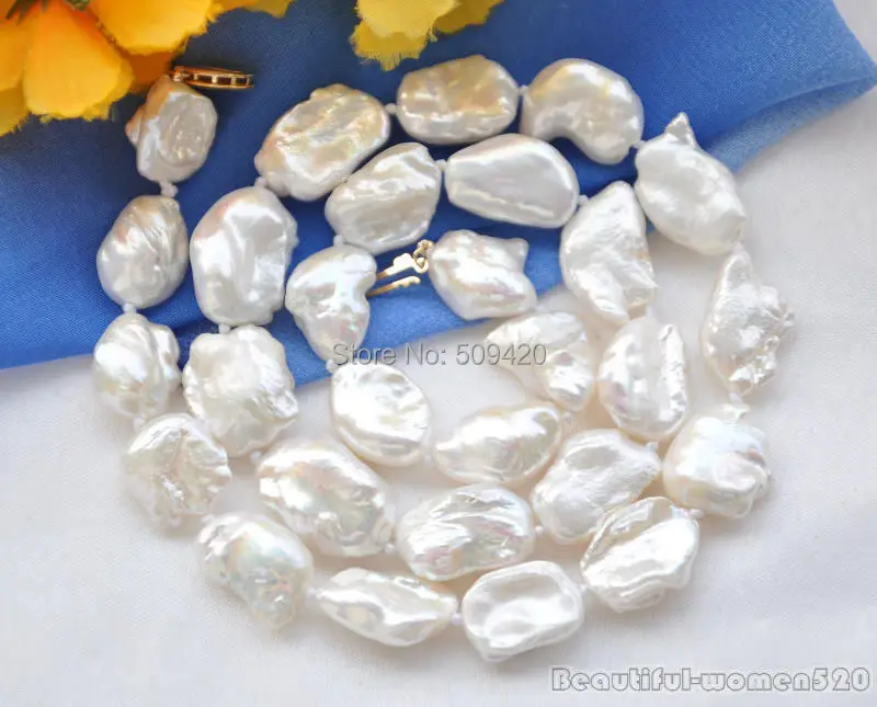 

Free Shipping >>21" 20mm NATURE white DENS keshi REBORN pearl necklace