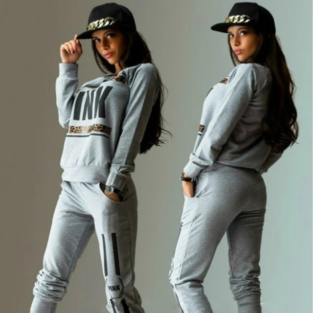 Pullover Tracksuit Women Letter Print Suit Hoodies
