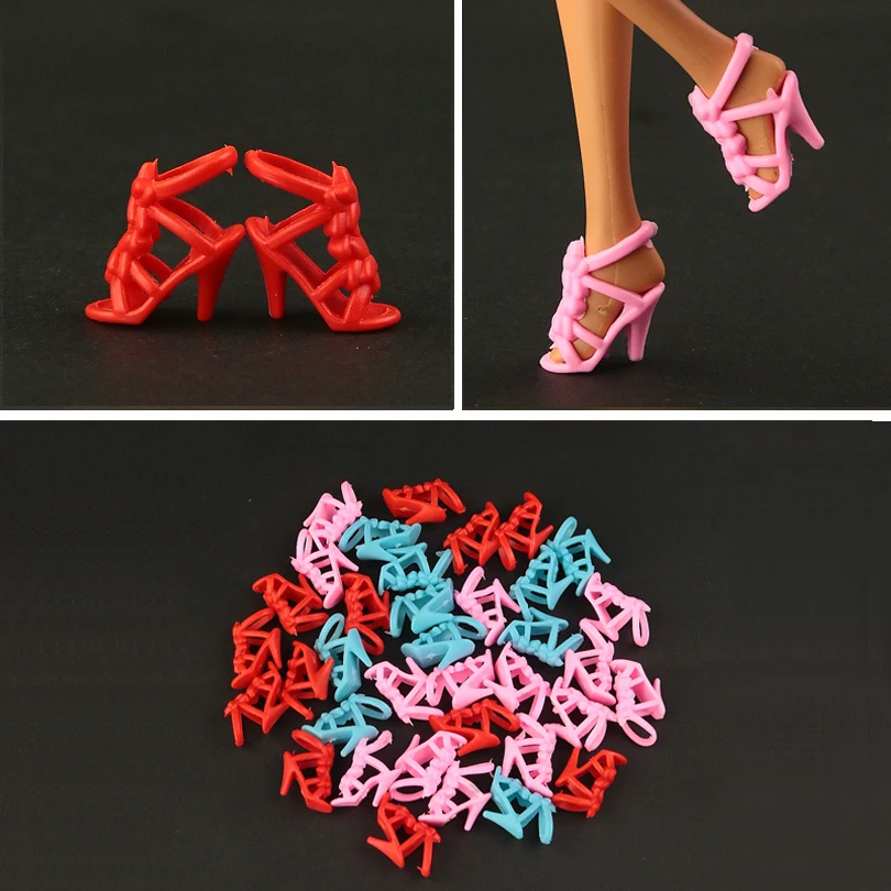 10 pair / lot New fashion Doll shoes Red High heel Shoes for barbie doll mixed 3 color available