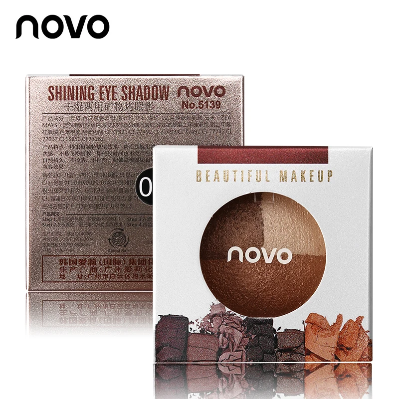 NOVO Eye Makeup 3 цвета сияющая палитра запеченных теней Shimmer Smoky Eye Shadow