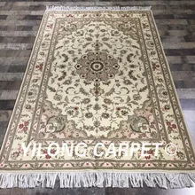 Yilong 4'x6' handknotted персидский шелковый ковер ручной работы гостиная украшение белый ковёр из шелка и шерсти(WY2121S4x6