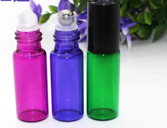 

NEW Thick Green/Blue/Pink/Amber/ Black 10ml ROLL ON Empty GLASS Bottle Fragrance ESSENTIAL OIL Bottle Roller ball