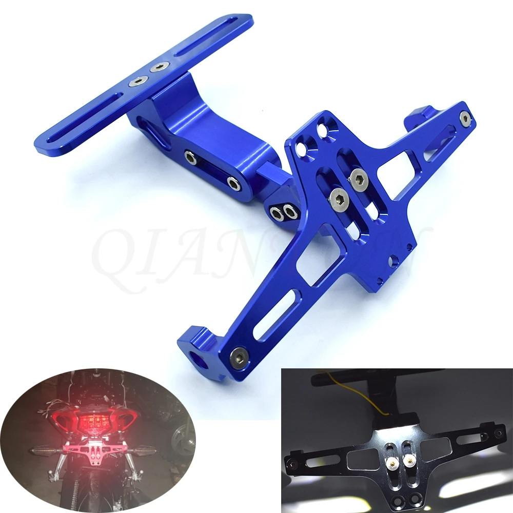 Universal motorcycle CNC aluminum alloy license plate bracket with LED lights For Ducati MS4 996 998 748 750SS MTS1100 SPORT 100