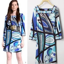 Женское Новое поступление небесно-голубое платье с рукавом-трубой, простое прямое платье