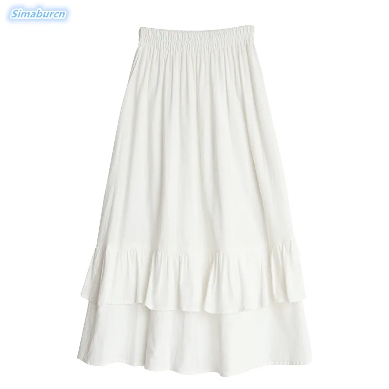 

Spring Summer Elastic Waist Skirts Womens 2019 Korean Elegant High Waist A-Line Skirt Female School Black Long Skirts Vestidos