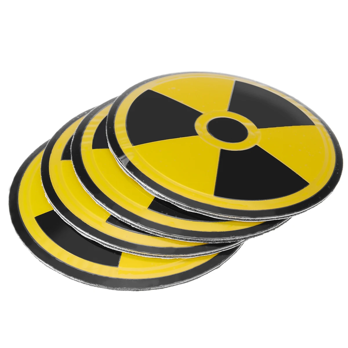 Mayitr, 4 шт., ядерный Предупреждение ющий символ, Центральная крышка колеса 5,5x5,5 см, желтый, черный, колпачок ступицы колеса, эмблема, значок, наклейки для стайлинга автомобилей