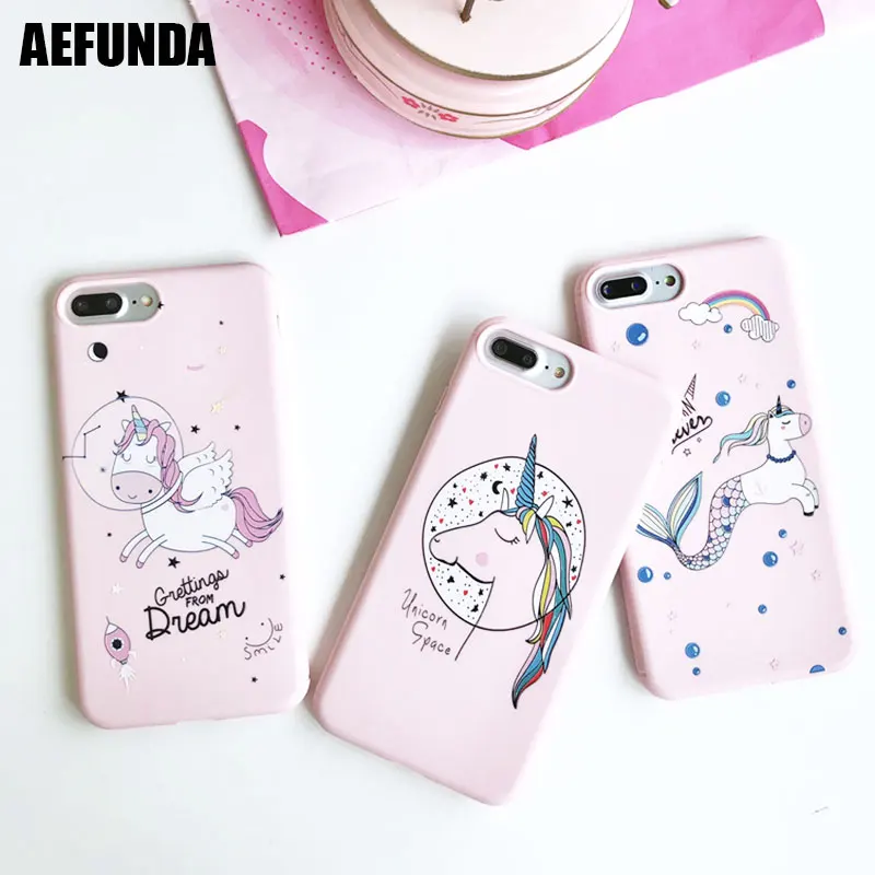 

Cute Pink Color Unicorn Soft TPU Silicon Phone Case for iPhone X 7 8 Plus Lovely Rubber Protective Cover For Apple iPhone 6 6S
