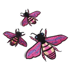 2 шт. розовые пчелы вышитые нашивки-аппликации для одежда куртка пальто значок украшение ткань пришить Аксессуары наклейки