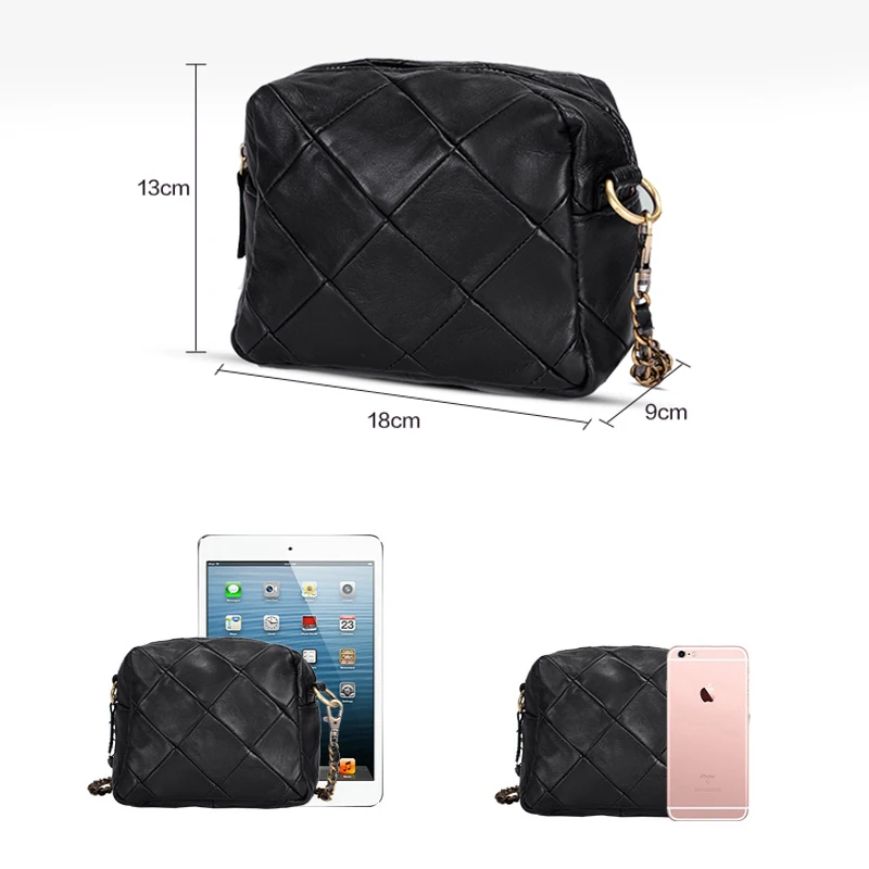 New Arrival Genuine Leather Women Crossbody Bag Patchwork Sheepskin Leather Shoulder Bag Chain Luxury Handbags Small Women Bags