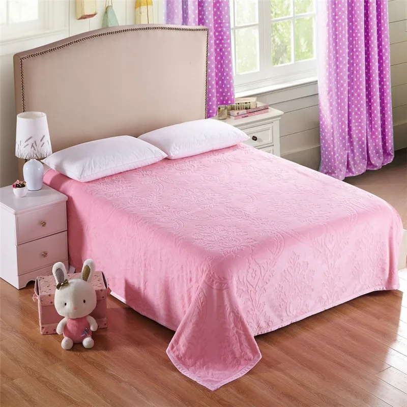 Stylish Pink Solid Color Carved Warm And Comfortable Bedding Blanket
