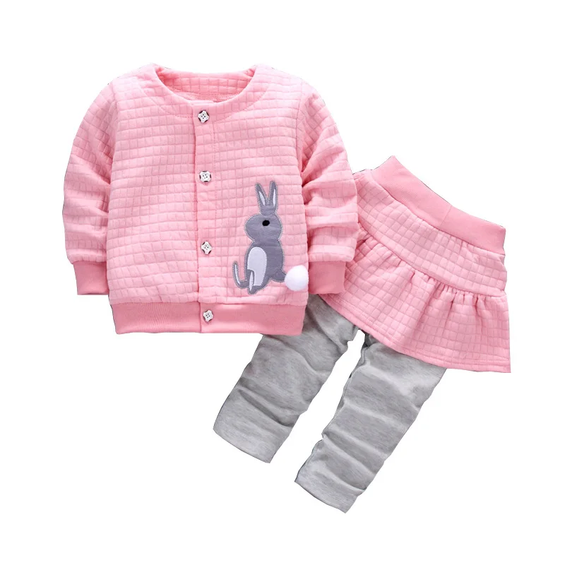 2017 New Spring autumn BabyGirl Cotton embroidered Clothes ToddlerT-shirt Skirt Pants 2pcs Suit Little Girl Newborn Clothing Set