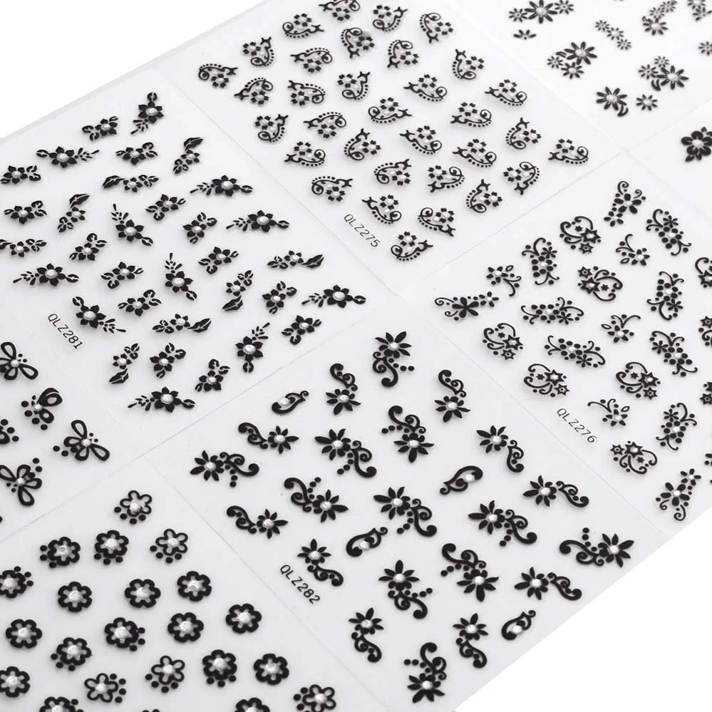 

30 Sheet 3D Mix Color Floral Design Nail Art Stickers Decals Manicure Beautiful Fashion Accessories Decoration