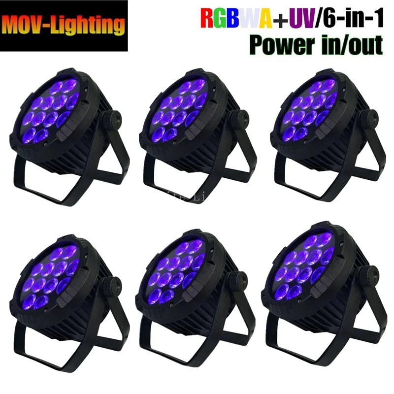 

6pcs/lot 12x18W Portable slient Led Par 64 RGBWA UV Magic DMX Disco powercon lighting