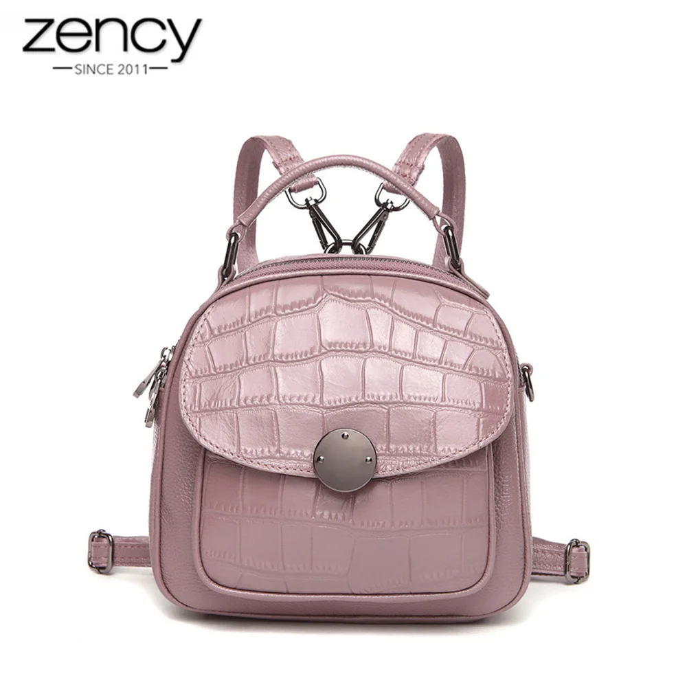 Zency 100% Real Cow Leather Women Backpack Stone Pattern Girl's Schoolbags Fashion Female Solid Travel Bags Charm Pink Knapsack Zency 100% Real Cow Leather Women Backpack Stone Pattern Girl's Schoolbags Fashion Female Solid Travel Bags Charm Pink Knapsack