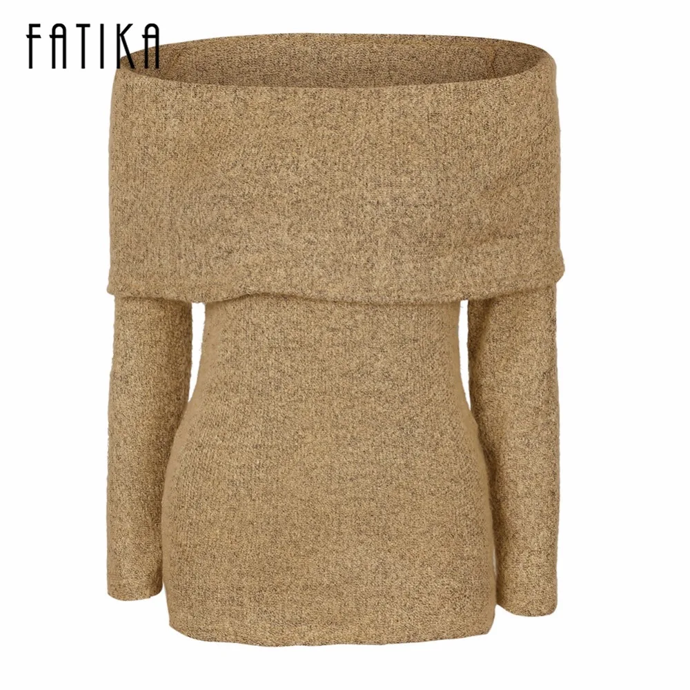

FATIKA 2017 Autumn Winter New Fashion Women's Pullover and Sweater Off-Shoulder High Street Jumper Sweaters Outwear Coat