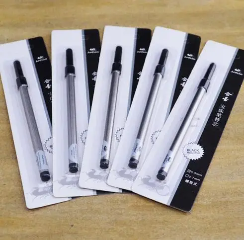 5 pcs black refill Роликовая шариковая ручка, новинка, 6 видов цветов, JINHAO, DRAGON KING, PLAY, жемчуг, OVERLORD, черный, красный, античный, серебряная кисть, отделка, красный жемчуг, для офиса - Цвет: 5 pcs black refill