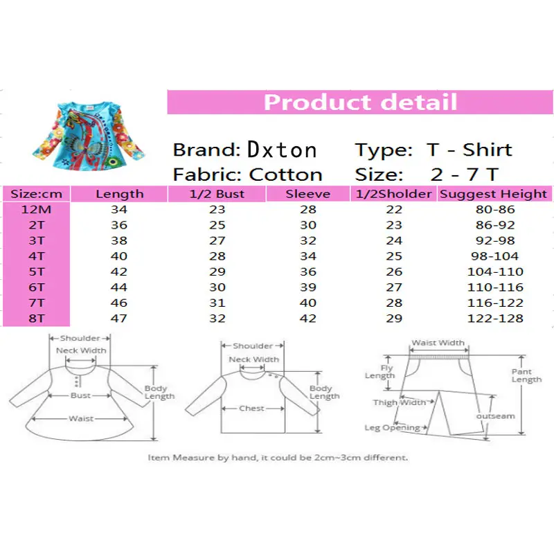 Dxton/футболка для девочек; детские блузки; одежда для маленьких девочек; топы для детей с цветочным принтом и бабочками; свитер для девочек; детская футболка; L3916BLUE