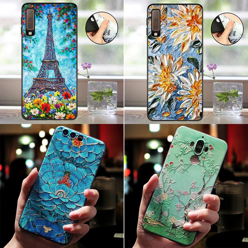 

3D Relief Floral Case For Samsung Galaxy A70 A3 A5 A7 A6 A8 Plus A30 A50 A40 M30 M20 M10 S8 S9 J3 J4 J5 J6 J7 Prime 2017 Fundas