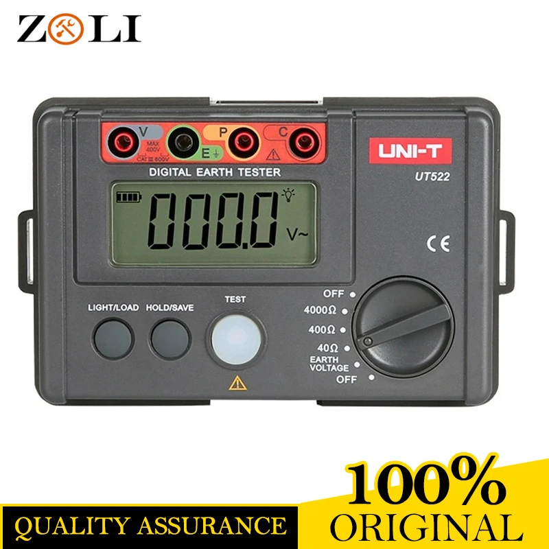 

UT522 LCD High Precision Digital Earth Resistance Tester Digital Display 0-400V 0-4000 ohm Ground Earth Resistance UNI-T UT522