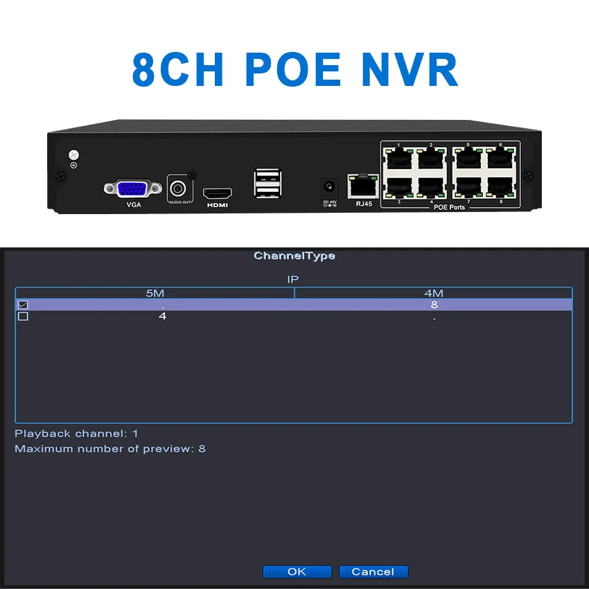  Smar CCTV POE NVR 8CH H.264 Onvif Video Recorder HI3520D Sensor Network NVR for 720P 960P 1080P IP  - 32843053053