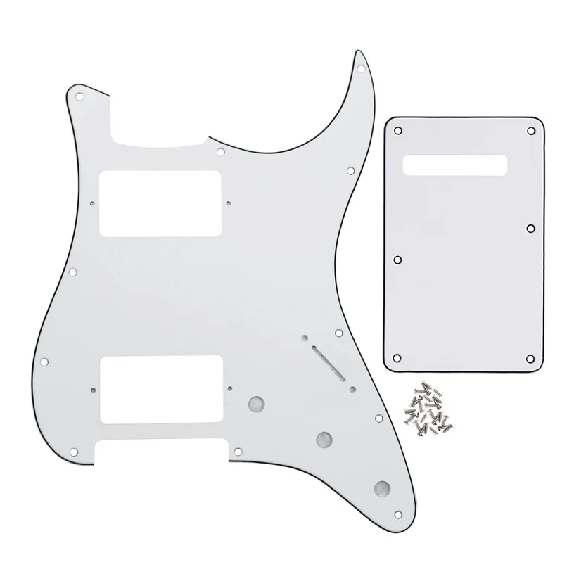 FLEOR набор из 11 отверстий HH электрогитара Pickguard Script Plate& Back Plate& Шурупы Для США Strat Стиль гитары запчасти - Цвет: White 3ply