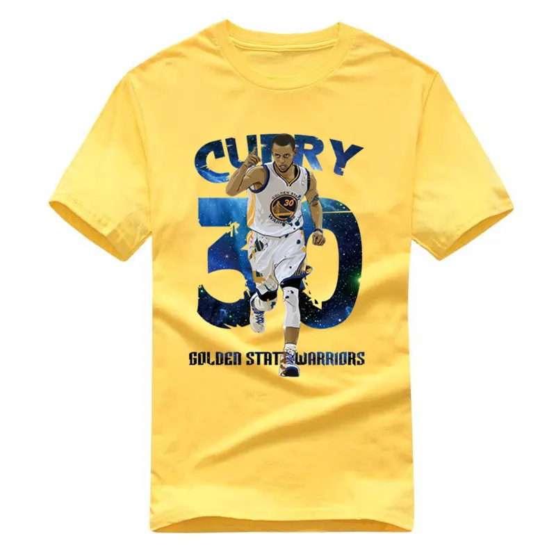 Warriors Stephen Curry футболки Новая мода для мужчин короткий рукав o-образным вырезом хлопок забавная футболка шеф-повара Повседневная Свободная хип-хоп футболка с надписью - Цвет: Цвет: желтый
