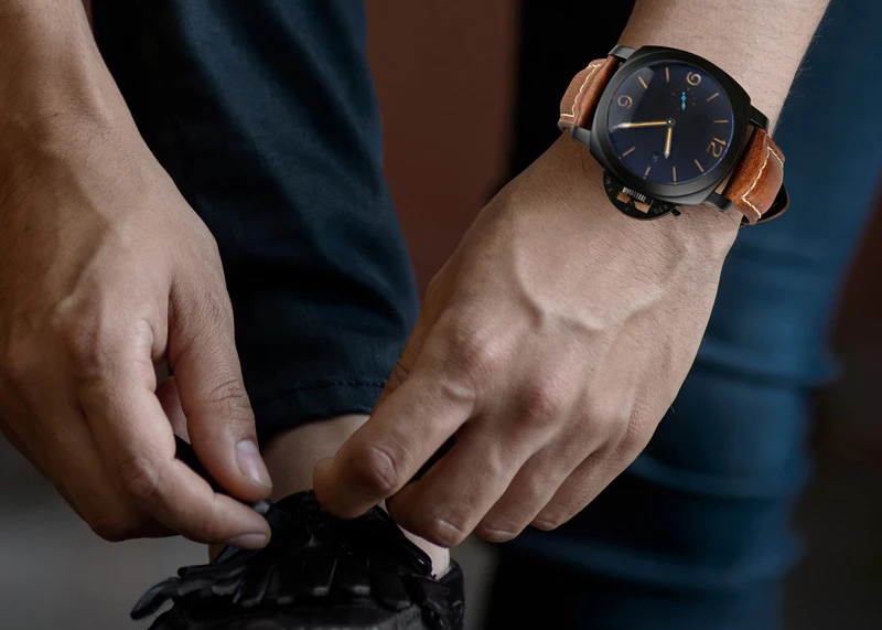 MAIKES специальный кожаный ремешок для часов черный часы аксессуары ремешок для часов 20 мм 22 мм 24 мм ремешок для Panerai Omega MONTBLANC и т. д