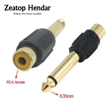 

100PCS Gold Plated 6.35mm (1/4 Inch) Mono Plug to AV RCA Jack Female Audio Extension Adaptor