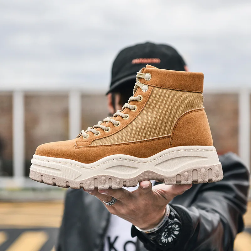 

Winter Men's Shoes Fashion Men's Thick-soled Raising Shoe Fashion ShoesMotorcycle Boots Combat Martin Boots