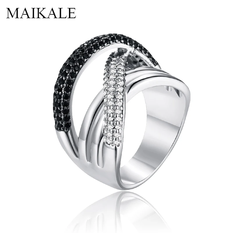 MAIKALE, роскошные большие кольца для женщин, черный Цирконий, золото, серебро, драгоценный камень, обручальное кольцо, праздничная бижутерия с кольцами, аксессуары в стиле панк, подарки