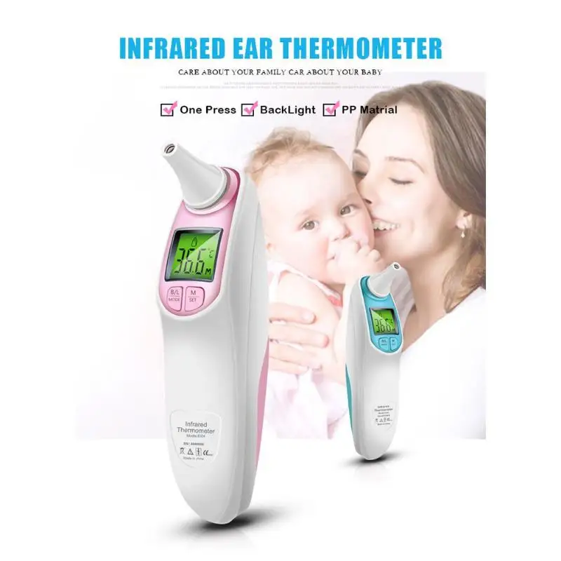 Ухо лбу, цифровой термометр диагностический инструмент инфракрасный термометр тела Температура для взрослых 2-Цвет Подсветка Baby Care