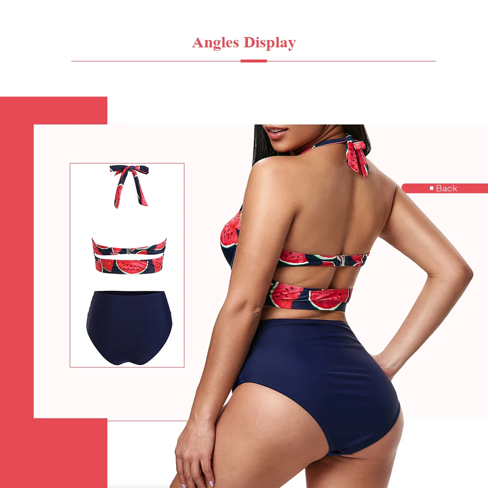 Watermelon Print Cut Out Bikini Set