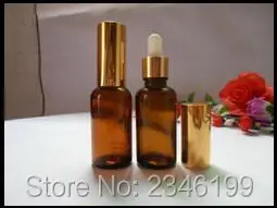

30ML Glass Oil Bottle, Brown Color With Gold Circle Plastic Head Dropper, Glass Packaging Bottle, 30pcs/lot