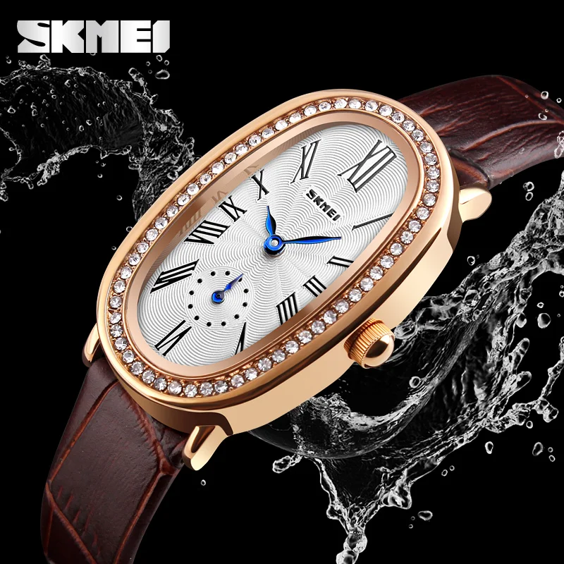SKMEI Ladies Watches 2018 Brand Luxury Leather Quartz Wrist Watches For Women Fashion Watch Women Relogio Feminino Montre Femme
