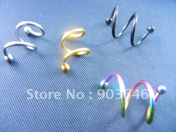 

Free shippment LOT50pcs Body Jewelry -16G Lip Labret Ring Bar Lip Piercing Double Spiral Twister Ear Helix Bar Upper
