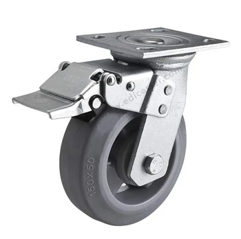 

1PC EDL Heavy Duty 6 Inch Casters Wheels 350Kg TPE Wheels Castors Plate Bearing Iron Brake Locking Roller Industrial for trolley