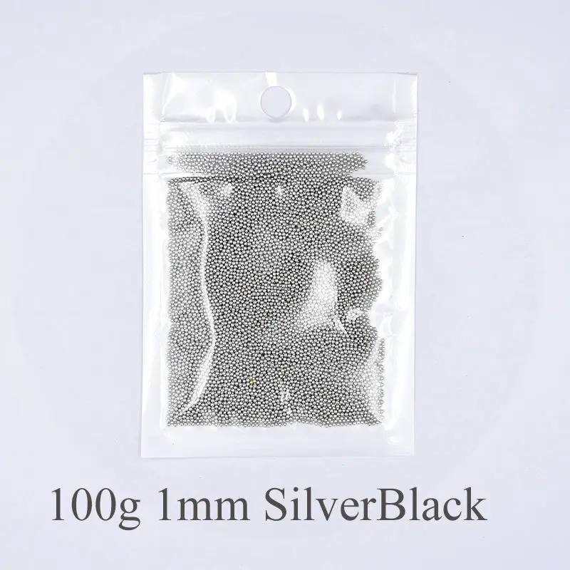 Swagpick 1 мм украшения для ногтей 3D микро металлические бусины черный розовое золото бисер "икра" аксессуары для ногтей гель для приклеивания страз полировки советы - Цвет: 100g-1mm-SilverBlack