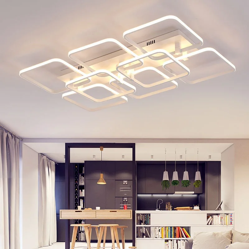 Creative Square Aluminum Acrylic Led Ceiling Light Living Room Bedroom