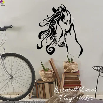

Horse Head Wall Sticker Bedroom Living Room Western Rodeo Cowgirl Horse Flower Decal Baby Nursery Kids Room Vinyl Home Decor DIY