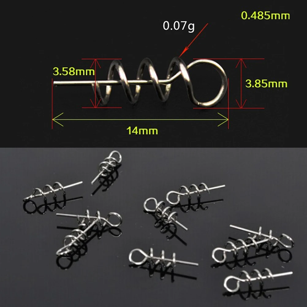 

100Pcs/lot Soft Lure Loader / Locker Connector Fishing Worm Hook Bait Baits Hook Pin Spring Fixed Lock Fishing Screw Needle