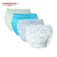 THREEGUN/4 шт./партия нижнее белье для мальчиков детские шорты с героями мультфильмов, Трусы Дышащие Детские Боксеры, хлопковые детские трусы, От 3 до 14 лет