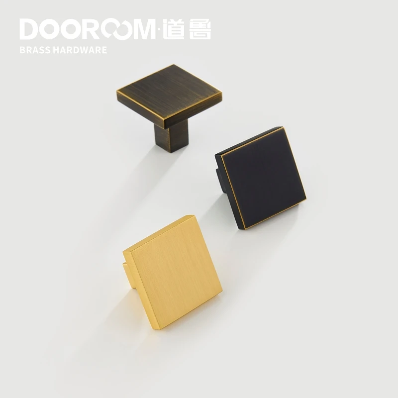 Dooroom Brass Furniture Handles Modern Nordic Square Wardrobe Dresser Cupboard Cabinet Door Drawer Shoe Box Pulls Knobs