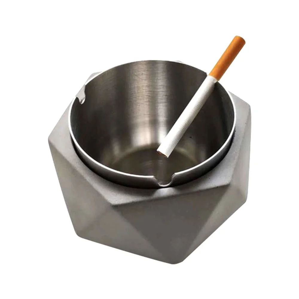 1pc Big Size Portable Silver Stainless Steel Ashtray Universal Cigarette Holder Cigarette