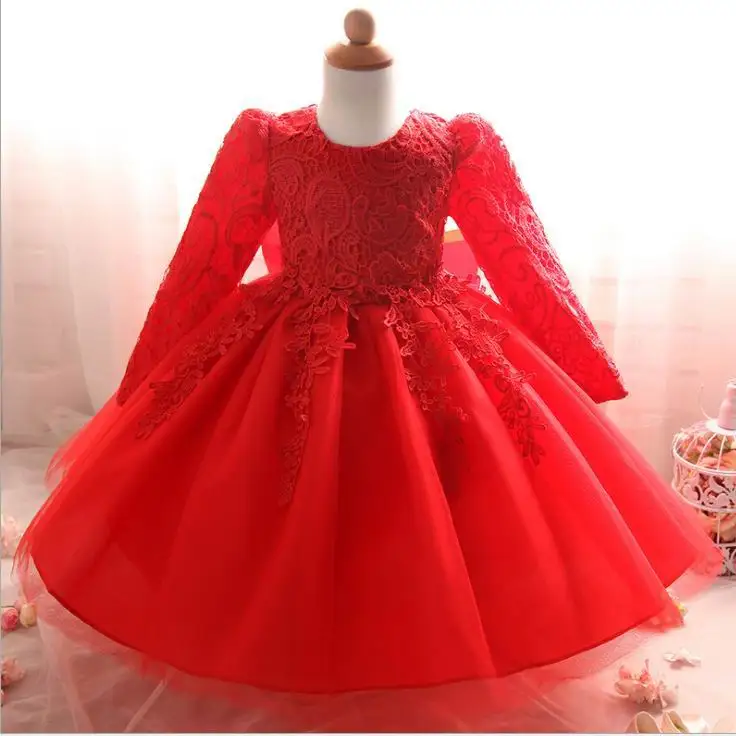 Платье принцессы для маленьких девочек; кружевные вечерние платья с длинными рукавами; одежда для детей; RC00261S