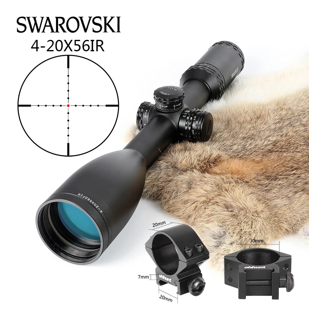 Имитация Swarovskl 4-20x56 SFIR RifleScopes Mil Dot glass F40-1 прицелы для охотничьей винтовки Сделано в Китае - Цвет: with Picatinny Rings