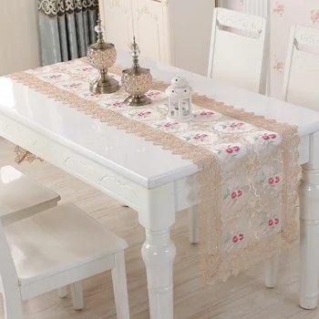 

Europe Flowers Tablecloth White Hollow Lace Cotton Linen Dustproof Table Cloth Wedding Banquet Tv Cabinet Cover Table Carpet