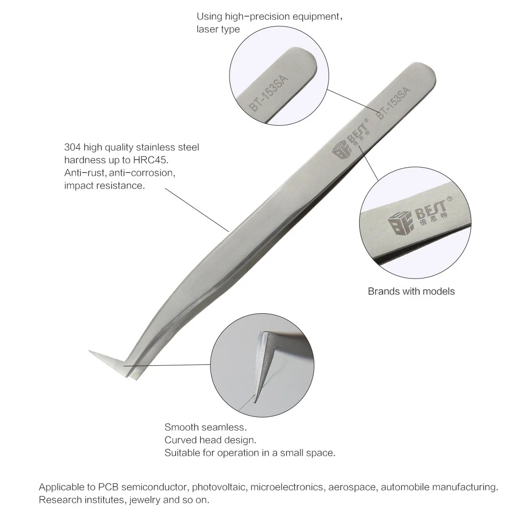 BST-153 SA противоскользящие Щипцы из нержавеющей стали для ремонта макияжа многофункциональные ручные инструменты прецизионные пинцеты