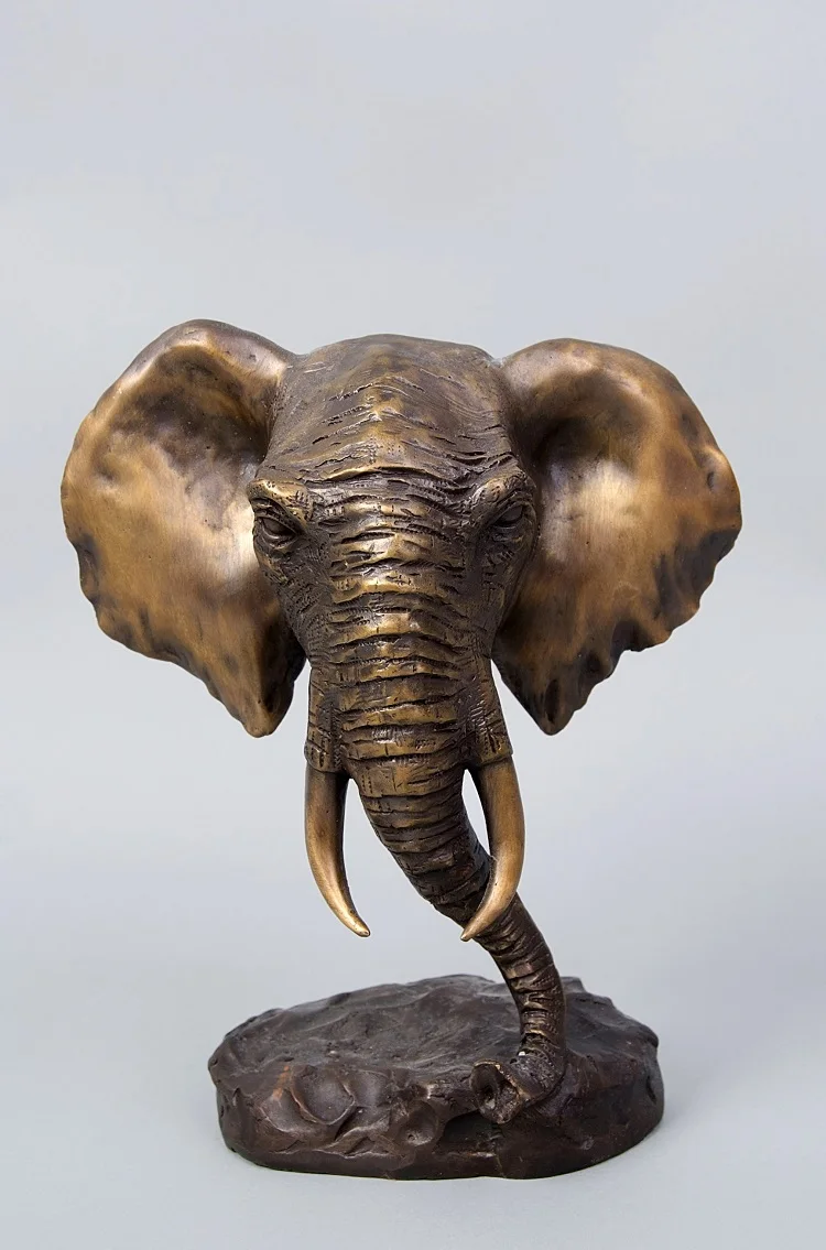 

Arts Crafts Copper Modern Sculpture Bronze Elephant Figurine feng shui Statue sculptures Elephant Head elefante bronze escultura