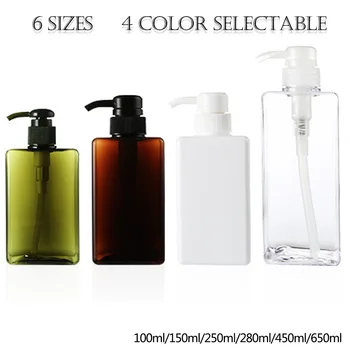 

Best 1PC Square Shaped PETG Pump Refillable Bottle Bath Lotion Shampoo Container Portable Living and Travel Essential Supplies